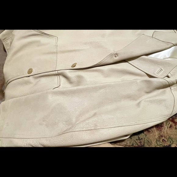 DONNA KAREN 3/4  BEIGE LEATHER JACKET MENS SIZE M - Picture 2 of 6